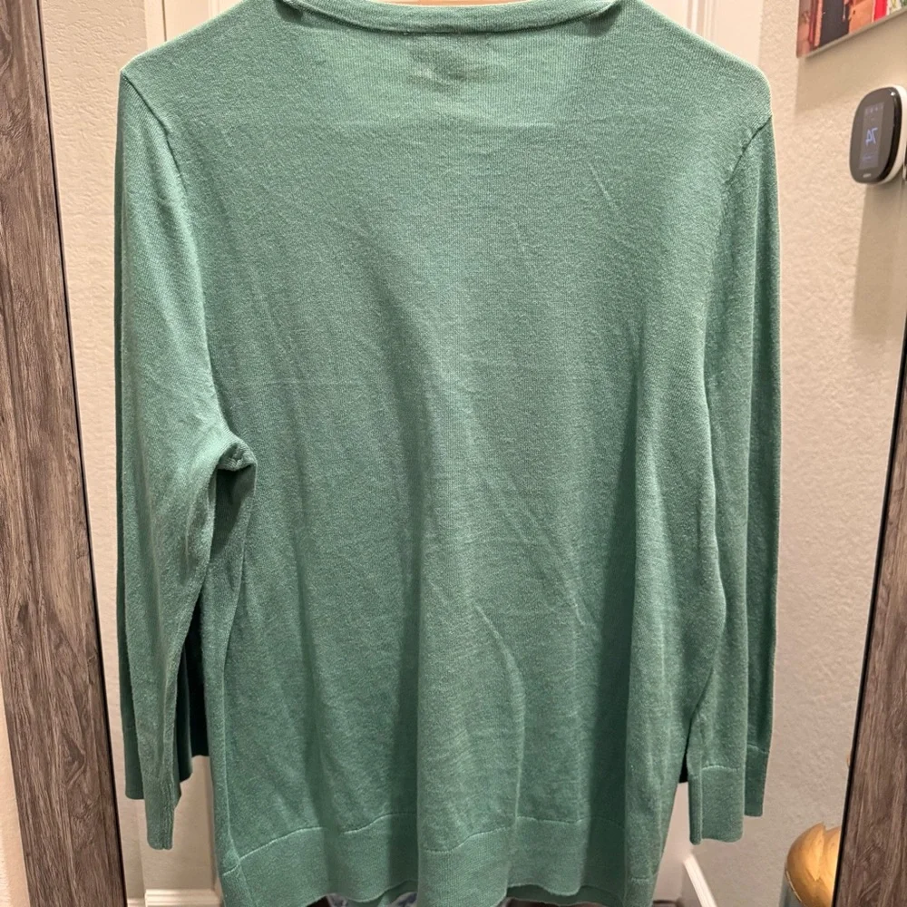 LOFT Outlet Green Lightweight Button Front Cardigan Size L - Picture 5 of 5